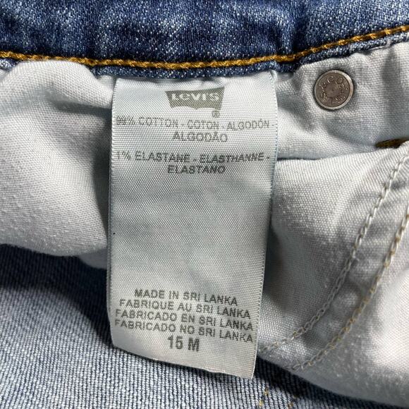 Levi SuperFlow 518 Bootcut Jean Low Rise Denim Whiskers Faded Med Wash Blue 15 M - Picture 12 of 14